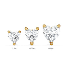 Naomi Heart Cut Lab Diamond Stud Earrings 0.30ct H/SI in 18k Gold Vermeil