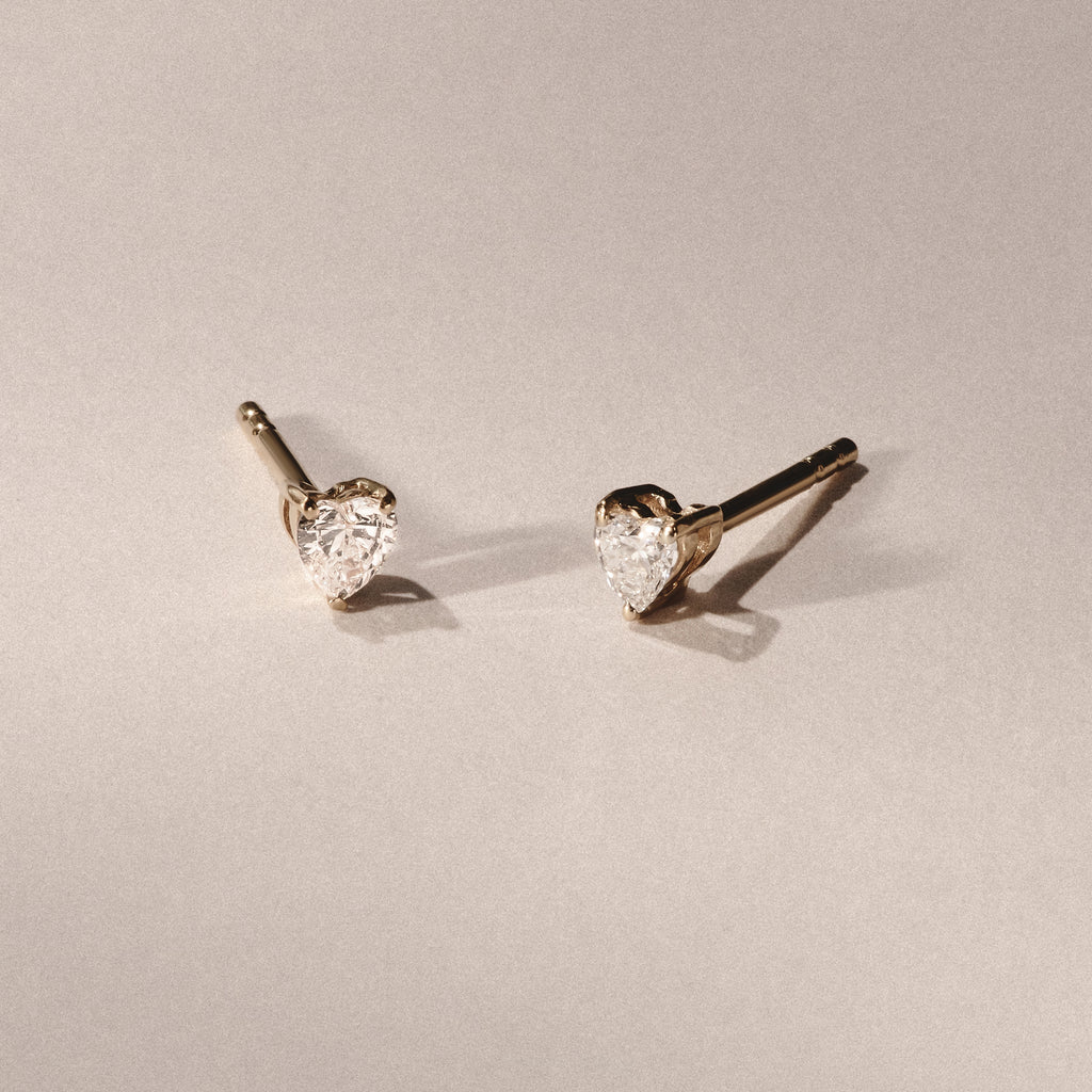 Naomi Heart Cut Lab Diamond Stud Earrings 0.30ct H/SI in 18k Gold Vermeil