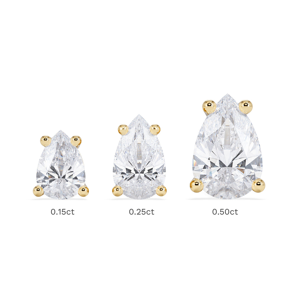 Naomi Pear Cut Lab Diamond Stud Earrings 0.30ct H/SI in 18k Gold Vermeil
