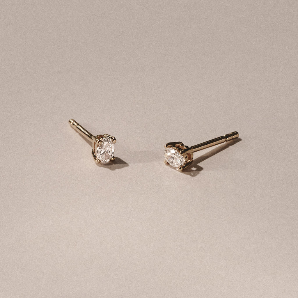 Naomi Oval Cut Lab Diamond Stud Earrings 0.30ct H/SI in 18k Gold Vermeil
