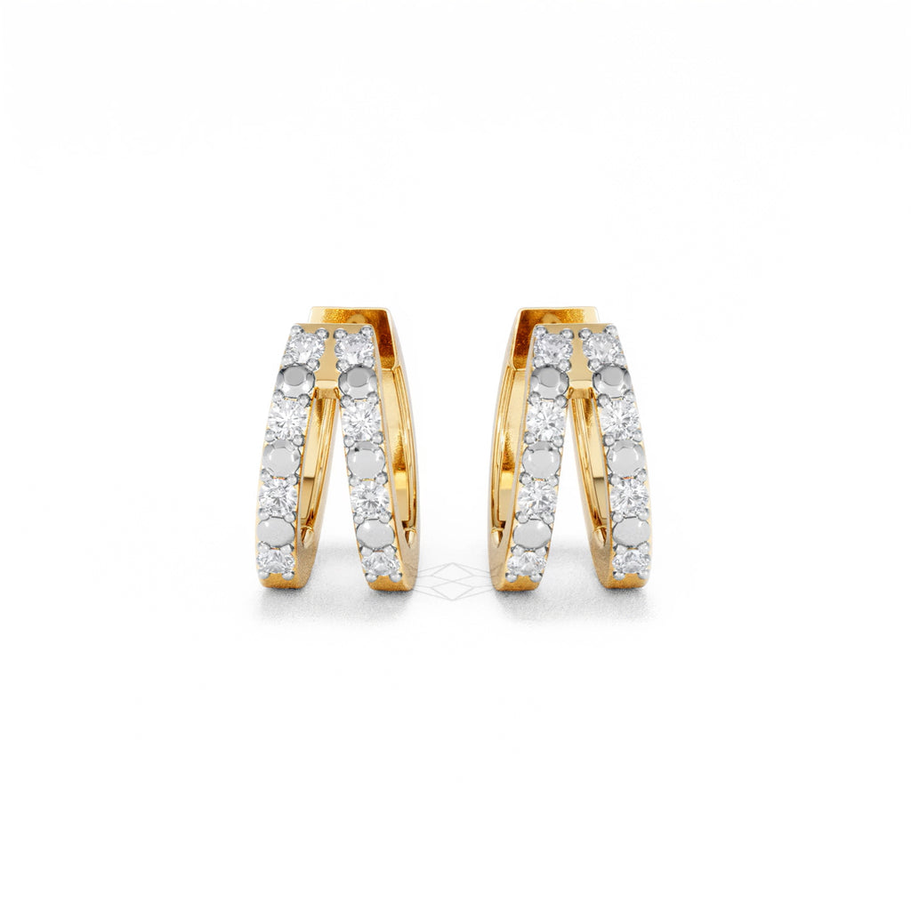 Duo Row Huggie Lab Diamond Earrings 0.22ct in 18K Gold Vermeil