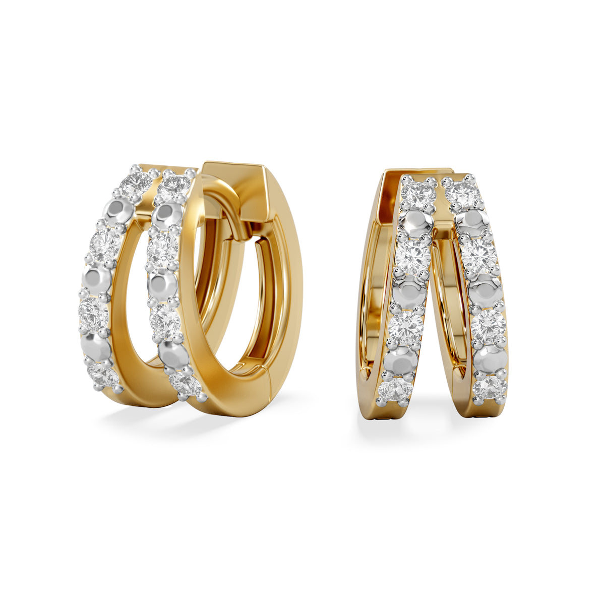 Duo Row Huggie Lab Diamond Earrings 0.22ct in 18K Gold Vermeil
