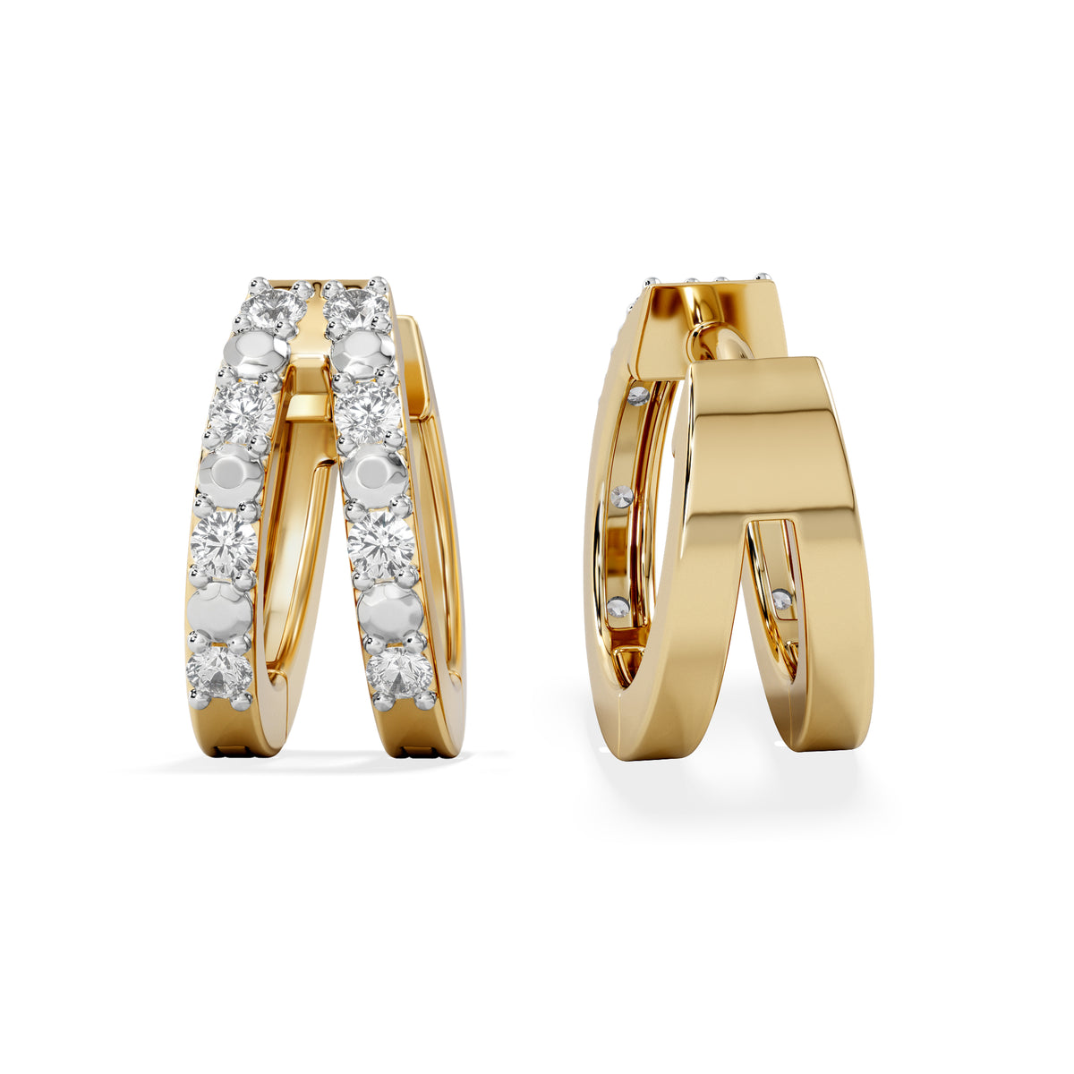 Duo Row Huggie Lab Diamond Earrings 0.22ct in 18K Gold Vermeil