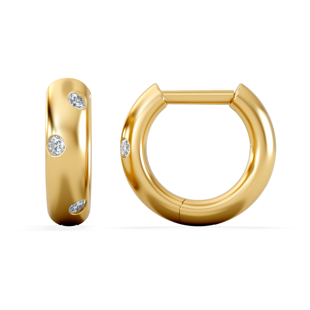 Seamless Lab Diamond Huggie Earrings 0.08ct in 18K Gold Vermeil