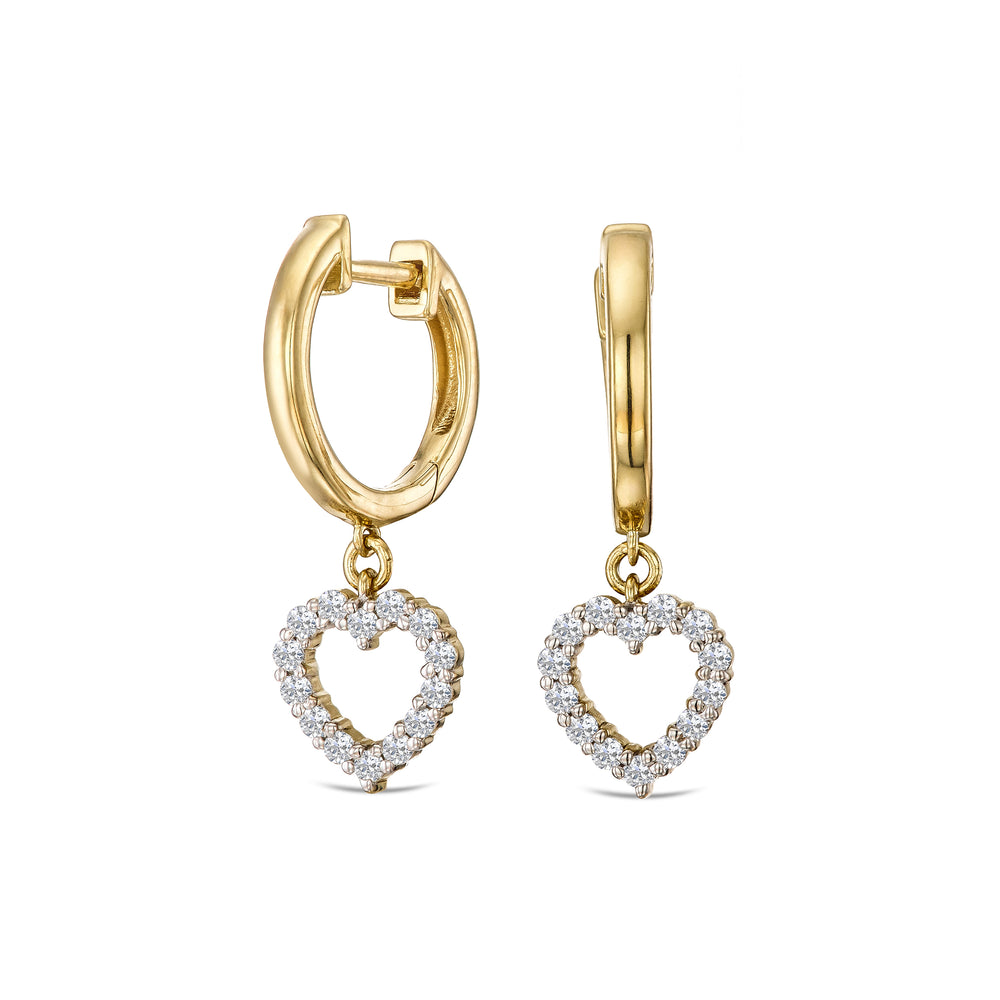 Heart Drop Huggie Lab Diamond Earrings 0.31ct in 18k Gold Vermeil