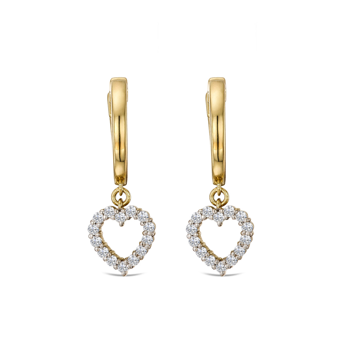 Heart Drop Huggie Lab Diamond Earrings 0.31ct in 18k Gold Vermeil