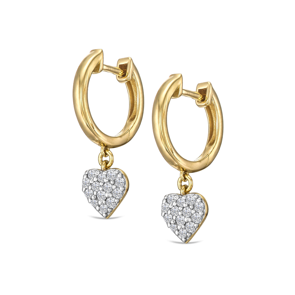 Heart Pave Drop Huggie Lab Diamond Earrings 0.29ct in 18k Gold Vermeil