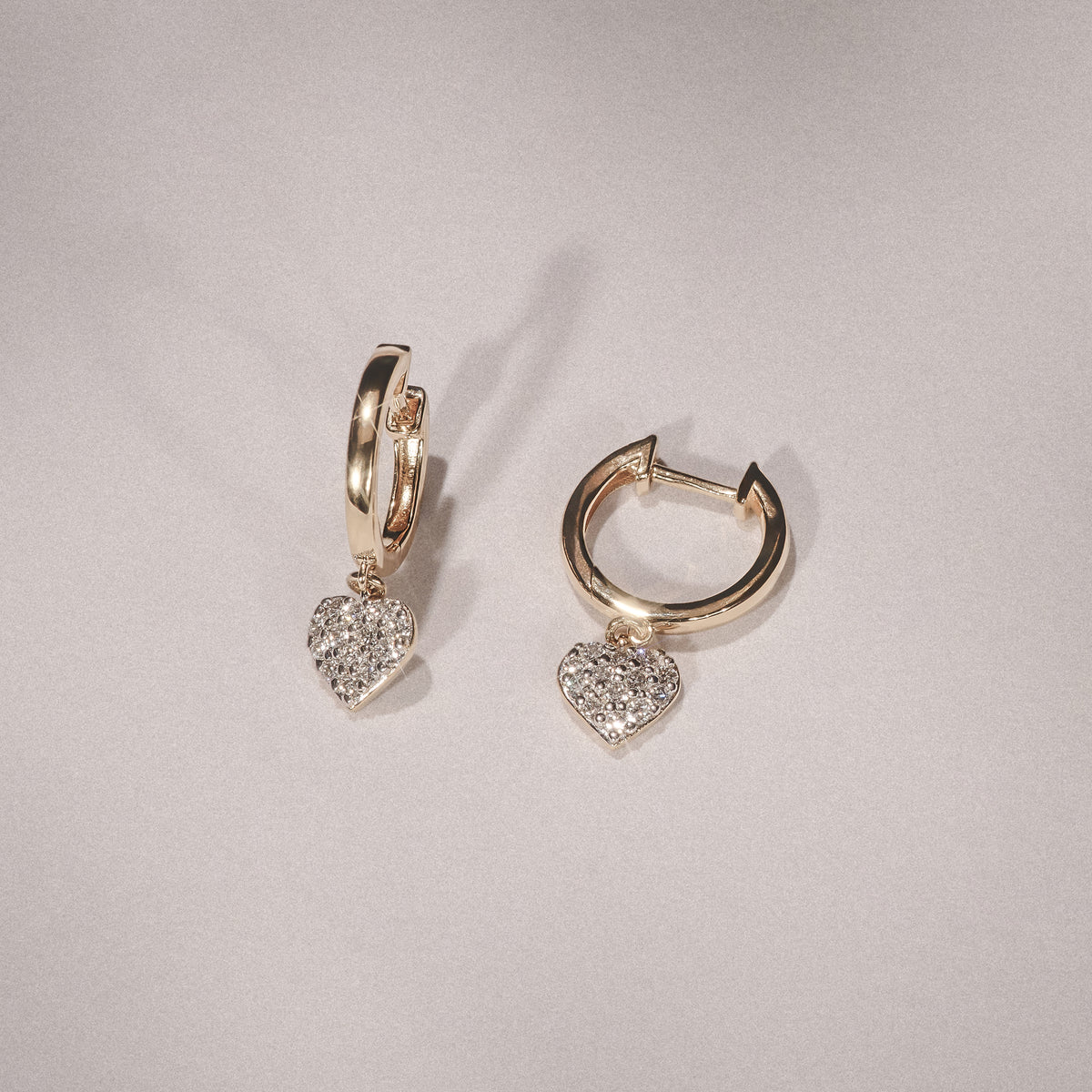 Heart Pave Drop Huggie Lab Diamond Earrings 0.29ct in 18k Gold Vermeil