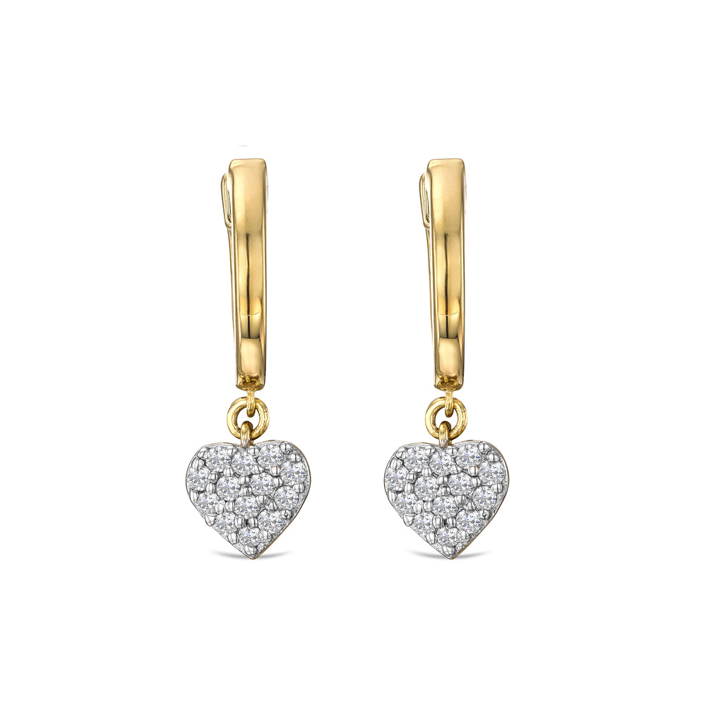 Heart Pave Drop Huggie Lab Diamond Earrings 0.29ct in 18k Gold Vermeil