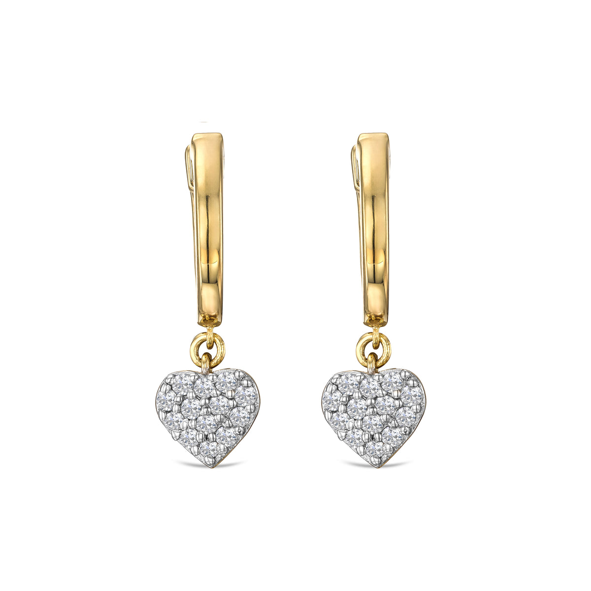 Heart Pave Drop Huggie Lab Diamond Earrings 0.29ct in 18k Gold Vermeil