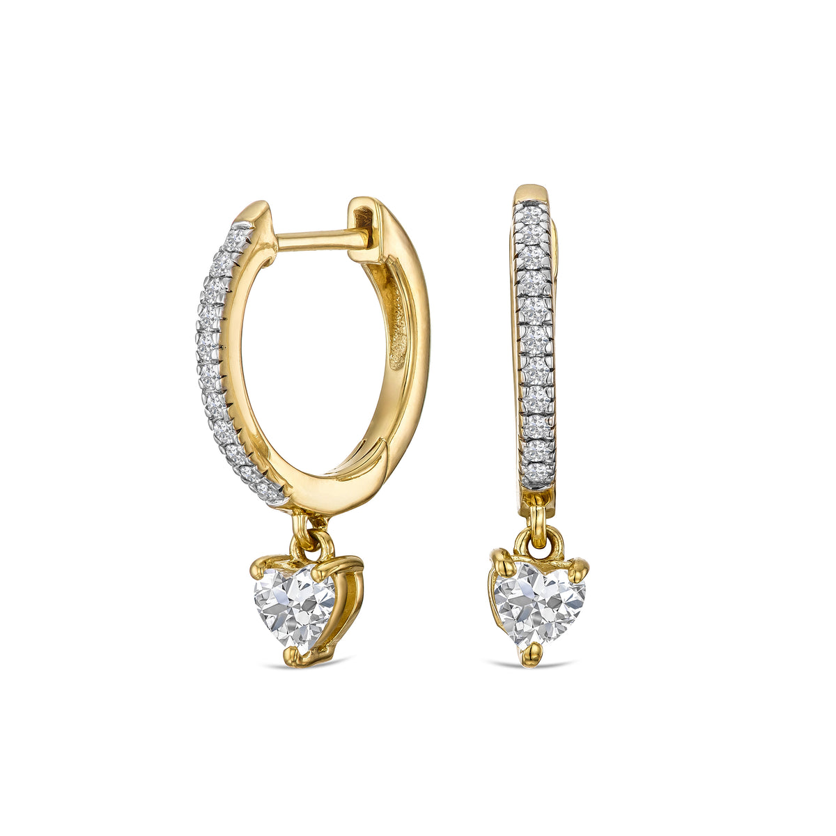 Stellato Heart Drop Huggie Earrings Lab Diamond 1.00ct in 18k Gold Vermeil