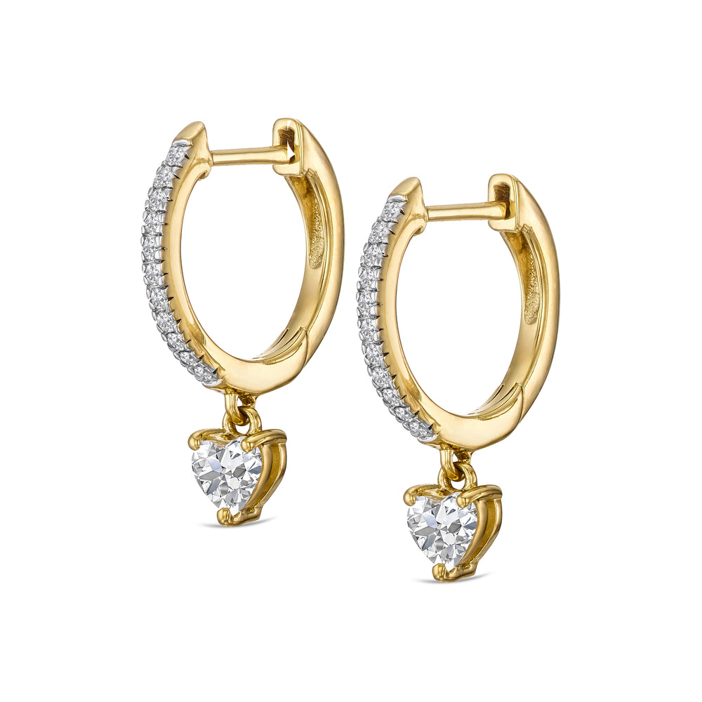 Stellato Heart Drop Huggie Earrings Lab Diamond 1.00ct in 18k Gold Vermeil
