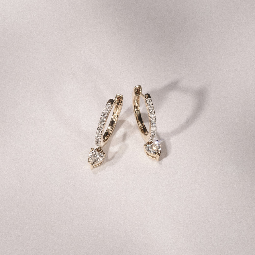 Stellato Heart Drop Huggie Earrings Lab Diamond 1.00ct in 18k Gold Vermeil