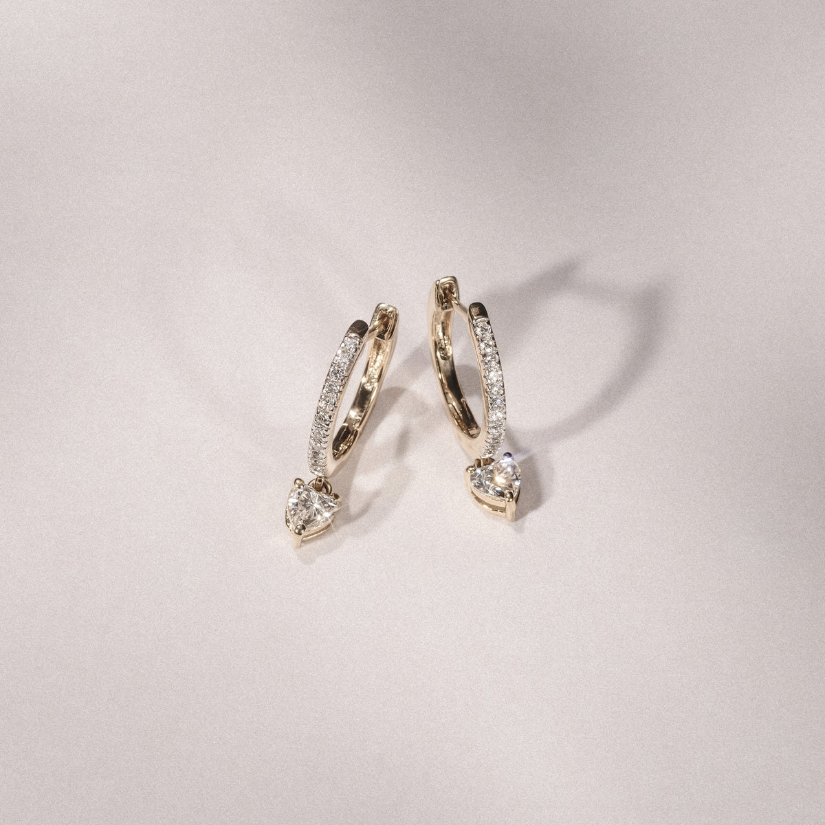 Stellato Heart Drop Huggie Earrings Lab Diamond 1.00ct in 18k Gold Vermeil