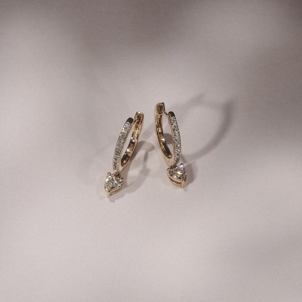 Stellato Heart Drop Huggie Earrings Lab Diamond 1.00ct in 18k Gold Vermeil