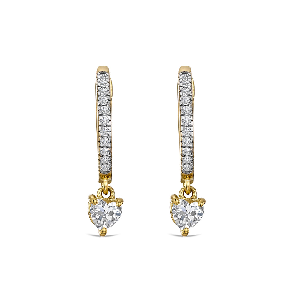 Stellato Heart Drop Huggie Earrings Lab Diamond 1.00ct in 18k Gold Vermeil