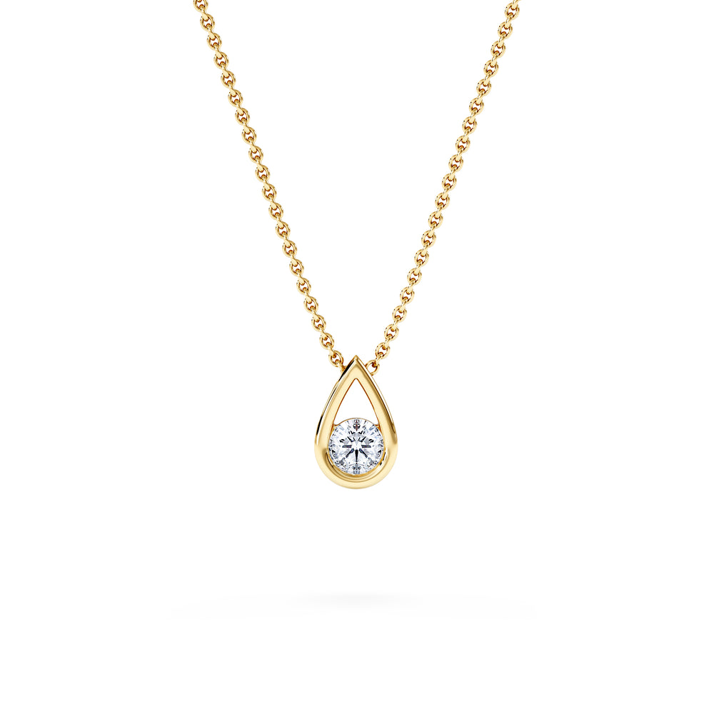 Teardrop Solitaire 0.25ct H/SI Round Cut Lab Grown Necklace in 18K Gold Vermeil