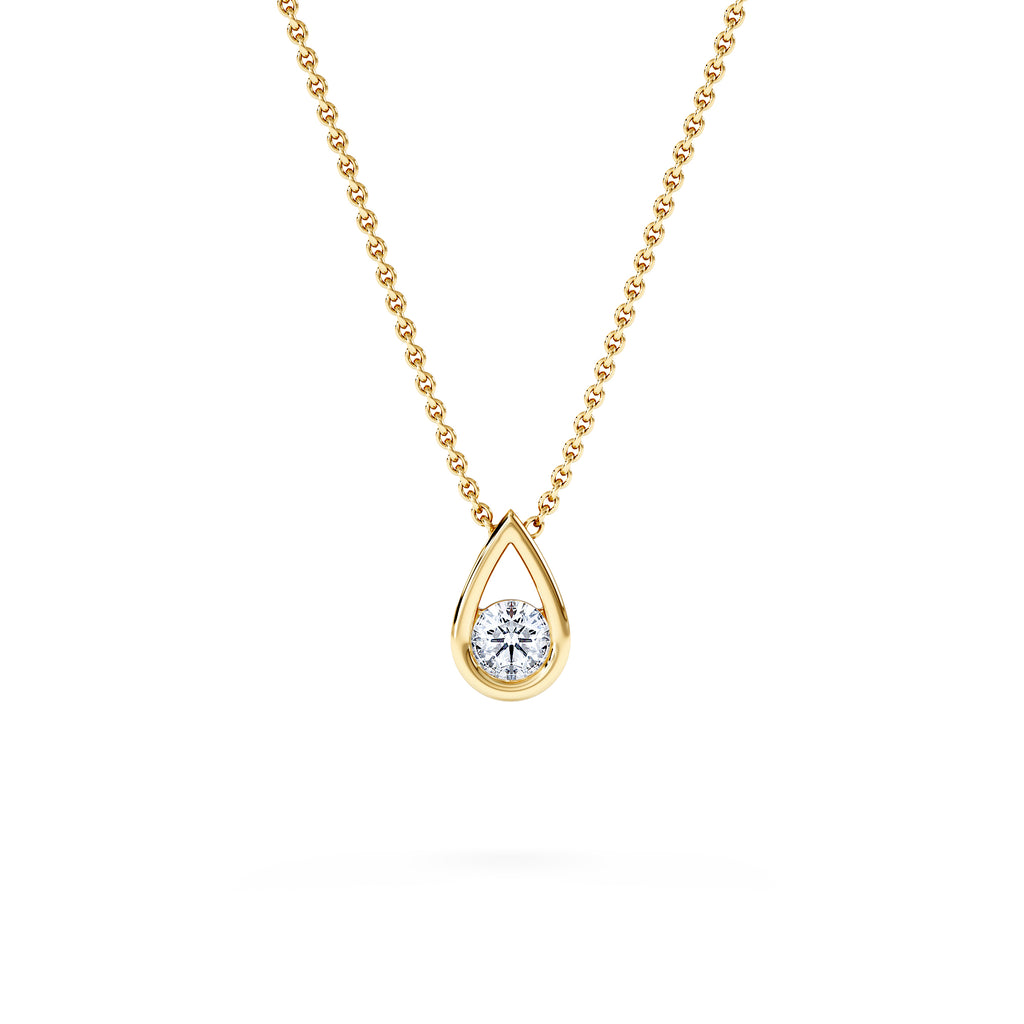 Teardrop Solitaire 0.25ct H/SI Round Cut Lab Grown Necklace in 18K Gold Vermeil