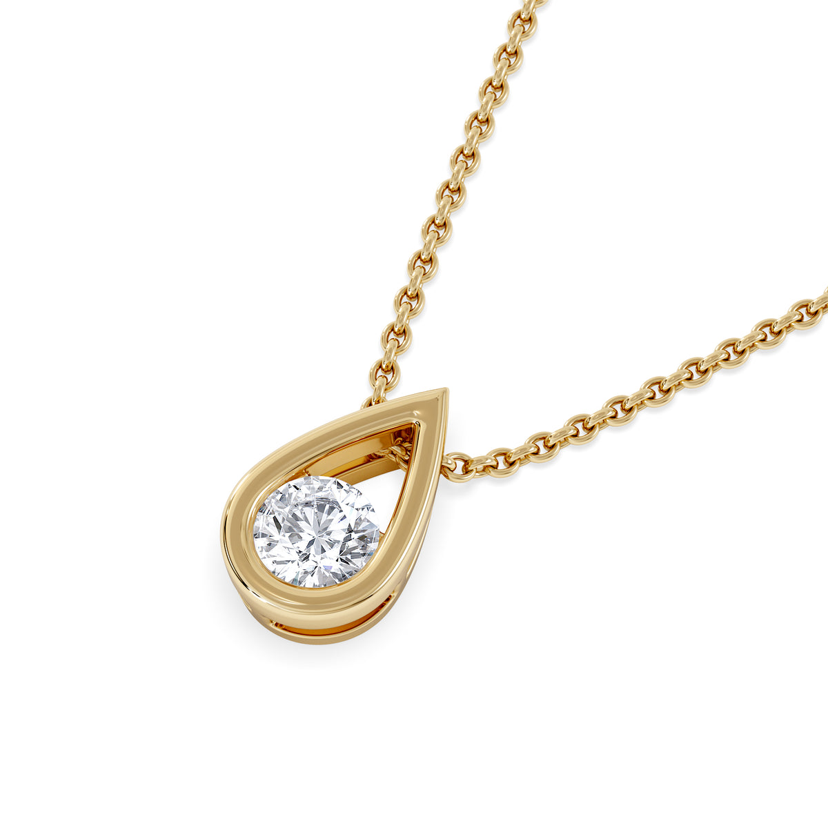 Teardrop Solitaire 0.25ct H/SI Round Cut Lab Grown Necklace in 18K Gold Vermeil