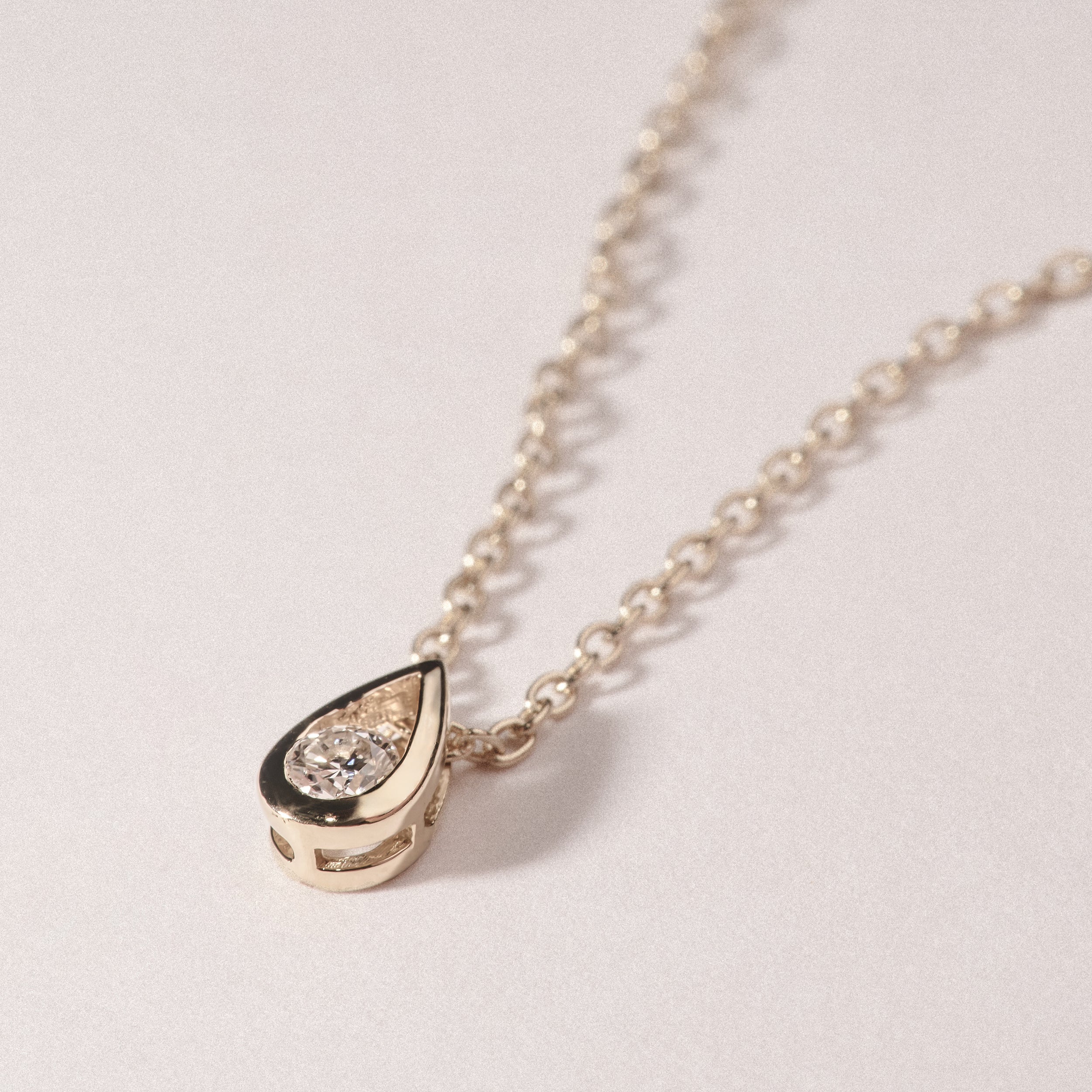 Teardrop Solitaire 0.10ct H/SI Round Cut Lab Grown Necklace in 18K Gold Vermeil