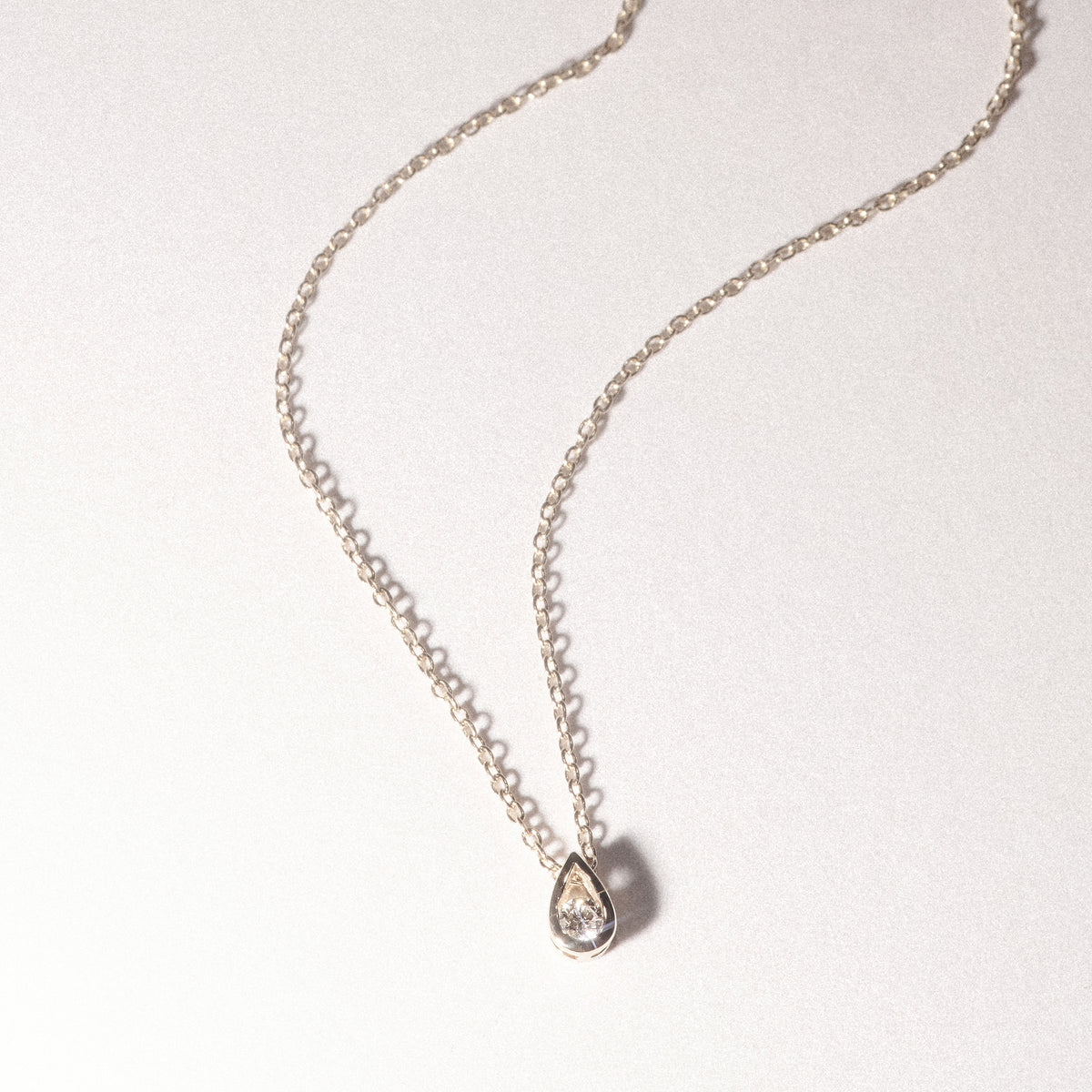 Teardrop Solitaire 0.10ct H/SI Round Cut Lab Grown Necklace in 18K Gold Vermeil