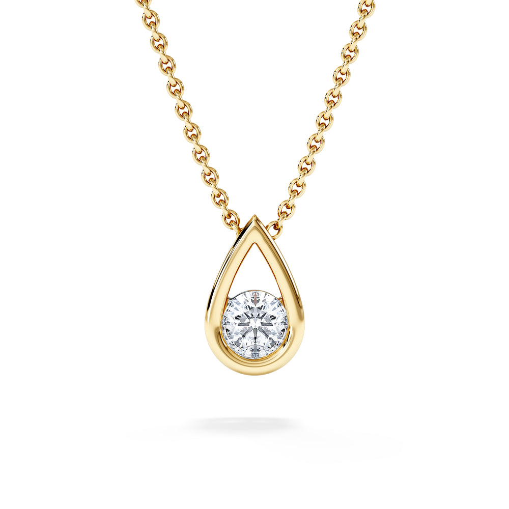 Teardrop Solitaire 0.25ct H/SI Round Cut Lab Grown Necklace in 18K Gold Vermeil