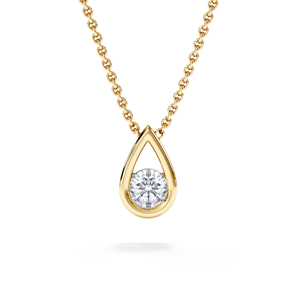 Teardrop Solitaire 0.25ct H/SI Round Cut Lab Grown Necklace in 18K Gold Vermeil