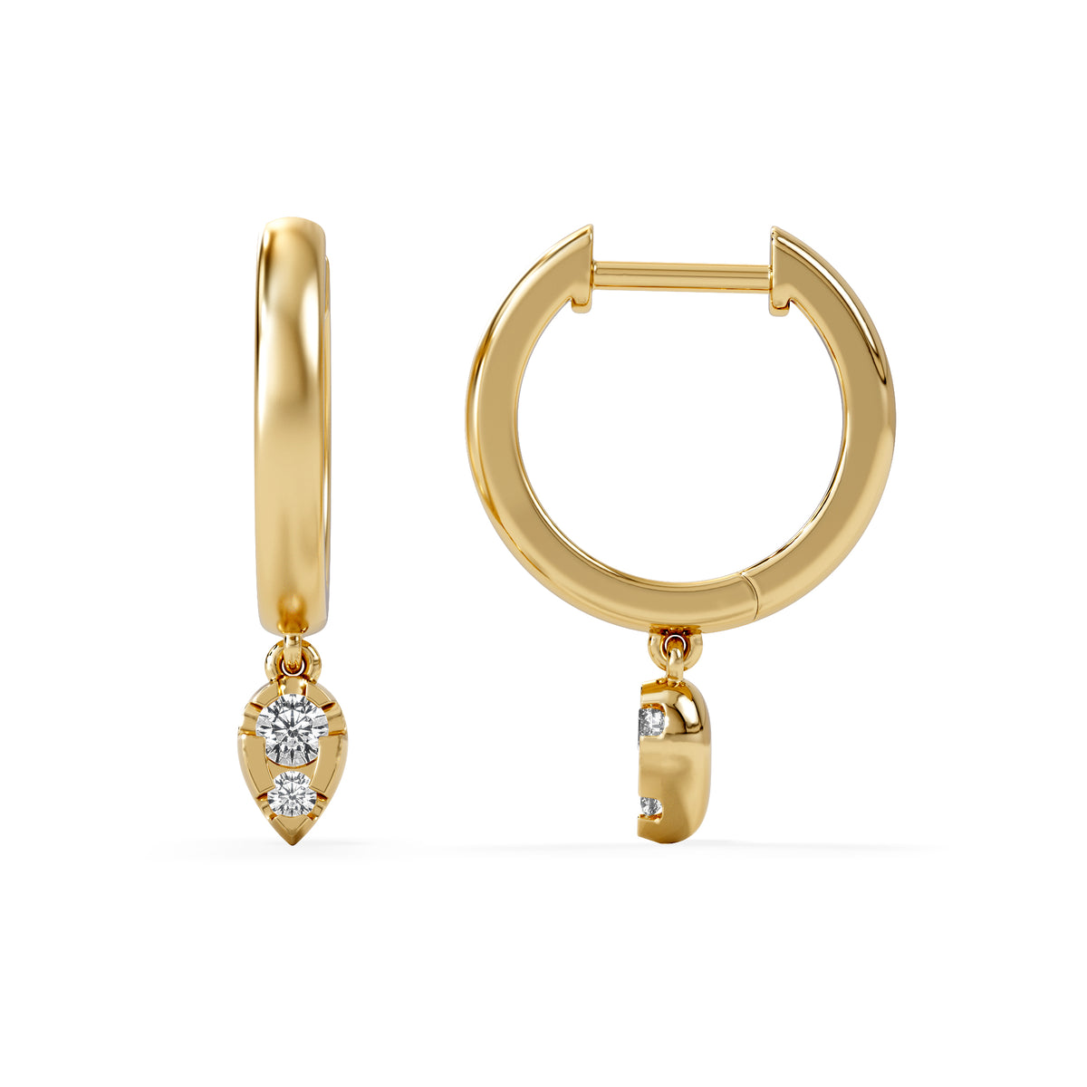 Lab Diamond 0.15ct Marquise Drop Huggies in 18K Gold Vermeil