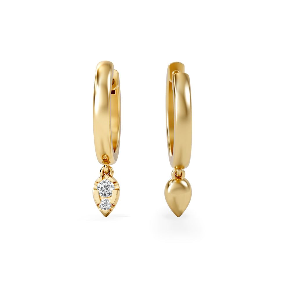 Lab Diamond 0.15ct Marquise Drop Huggies in 18K Gold Vermeil