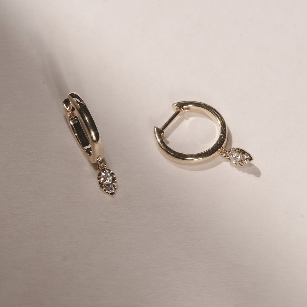 Lab Diamond 0.15ct Marquise Drop Huggies in 18K Gold Vermeil