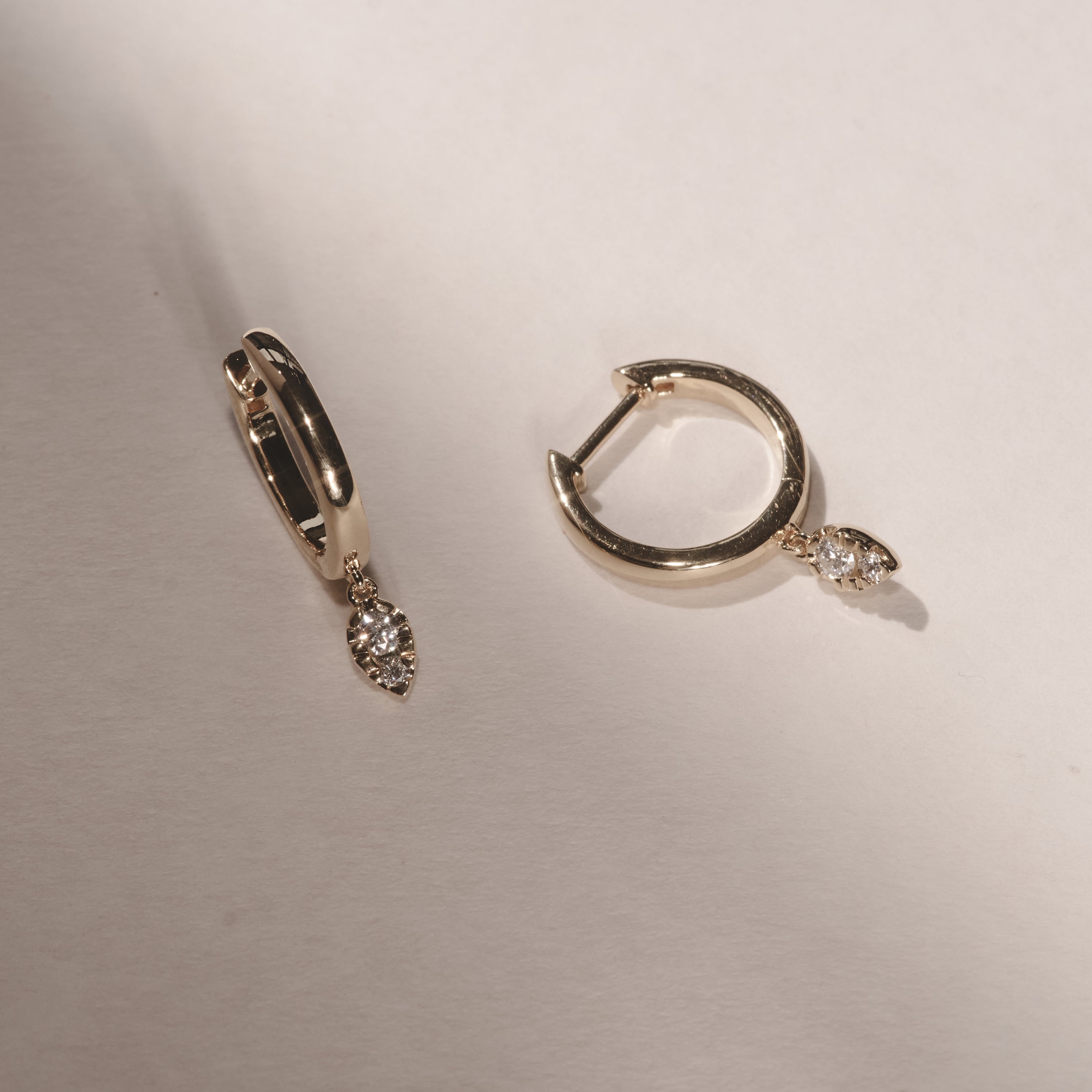 Lab Diamond 0.15ct Marquise Drop Huggies in 18K Gold Vermeil