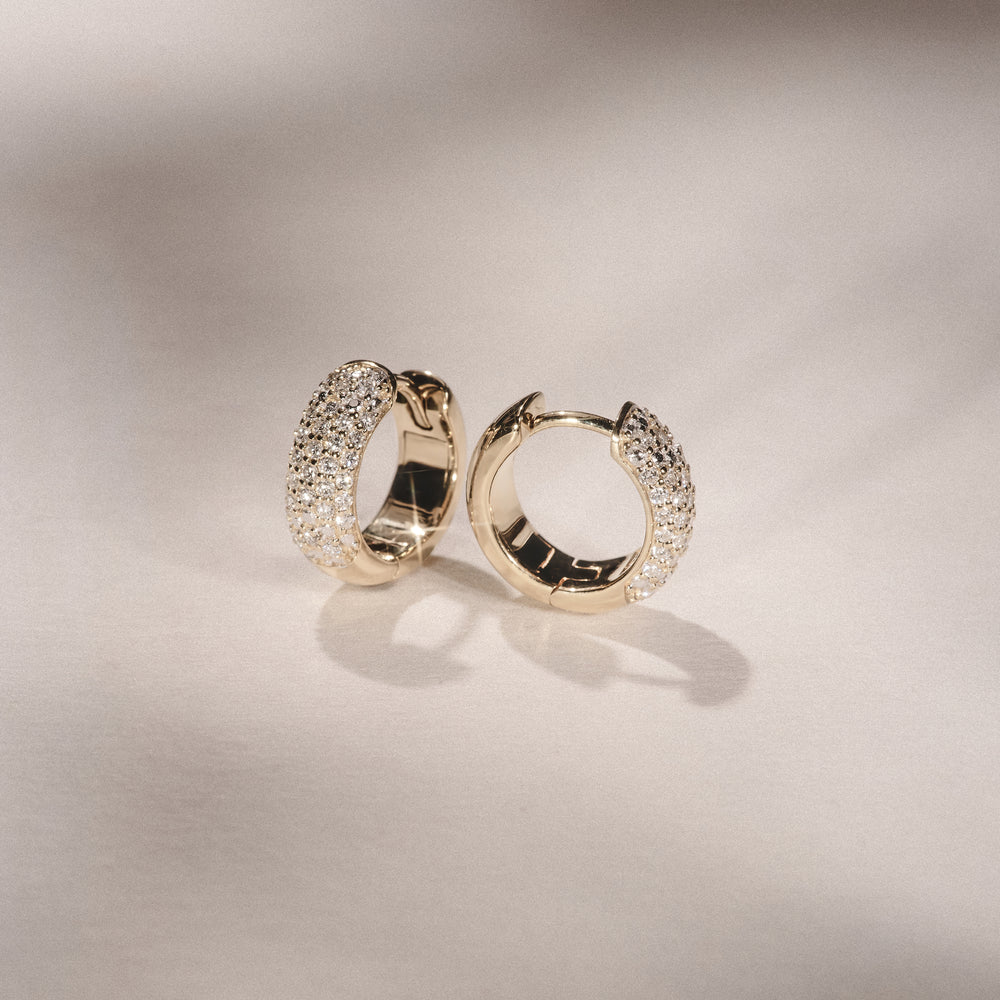 Micro Pave Huggies Lab Diamond Earrings 0.55ct in 18k Gold Vermeil