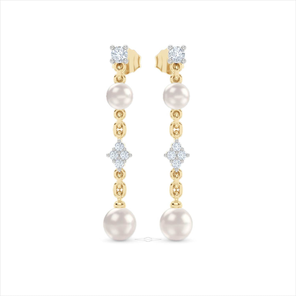 Eden 2.70ct Round Pearl and Lab Diamond Drop Earrings in 18K Gold Vermeil
