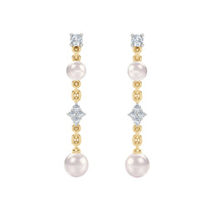 Eden 4mm and 5mm Round Pearls and Lab Diamond Drop Earrings in 18K Gold Vermeil