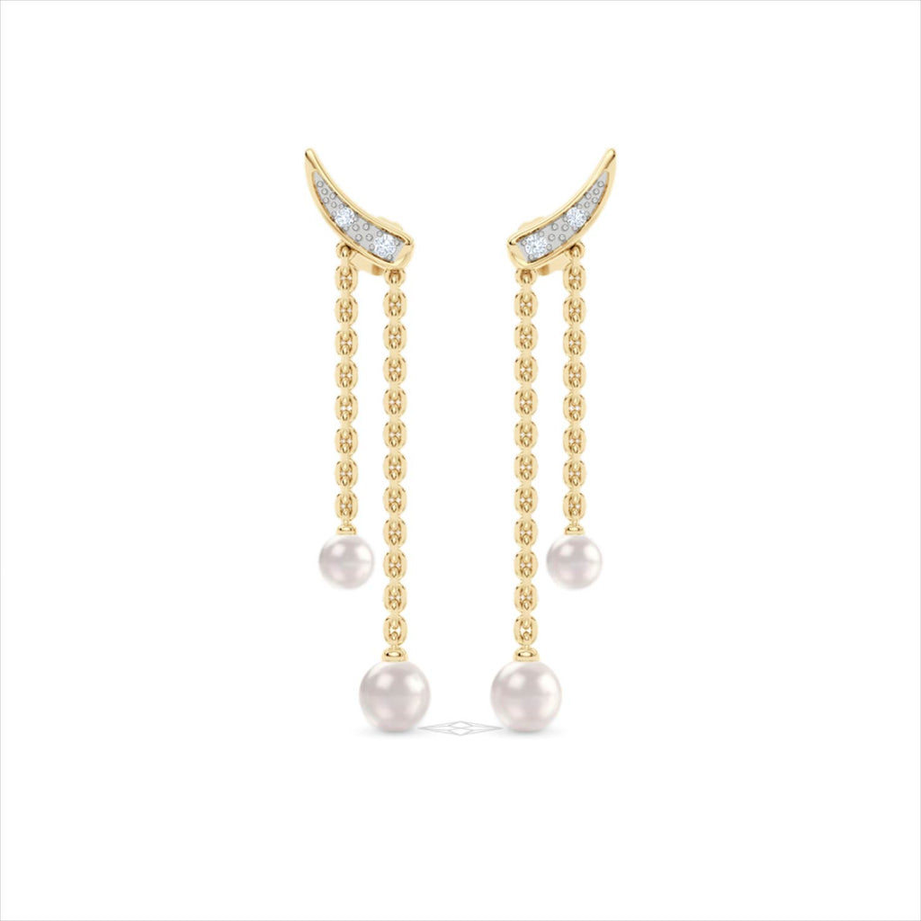 Eden 2.70ct Round Pearl and Lab Diamond Drop Earrings in 18K Gold Vermeil