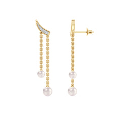 Eden 4mm and 5mm Round Pearls and Lab Diamond Drop Earrings in 18K Gold Vermeil