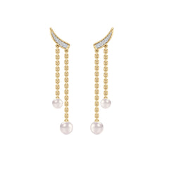 Eden 4mm and 5mm Round Pearls and Lab Diamond Drop Earrings in 18K Gold Vermeil