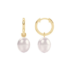 Eden 11mm and 13mm Oval Pearl Huggie Earrings in 18K Gold Vermeil