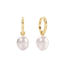 Eden 11mm and 13mm Oval Pearl Huggie Earrings in 18K Gold Vermeil