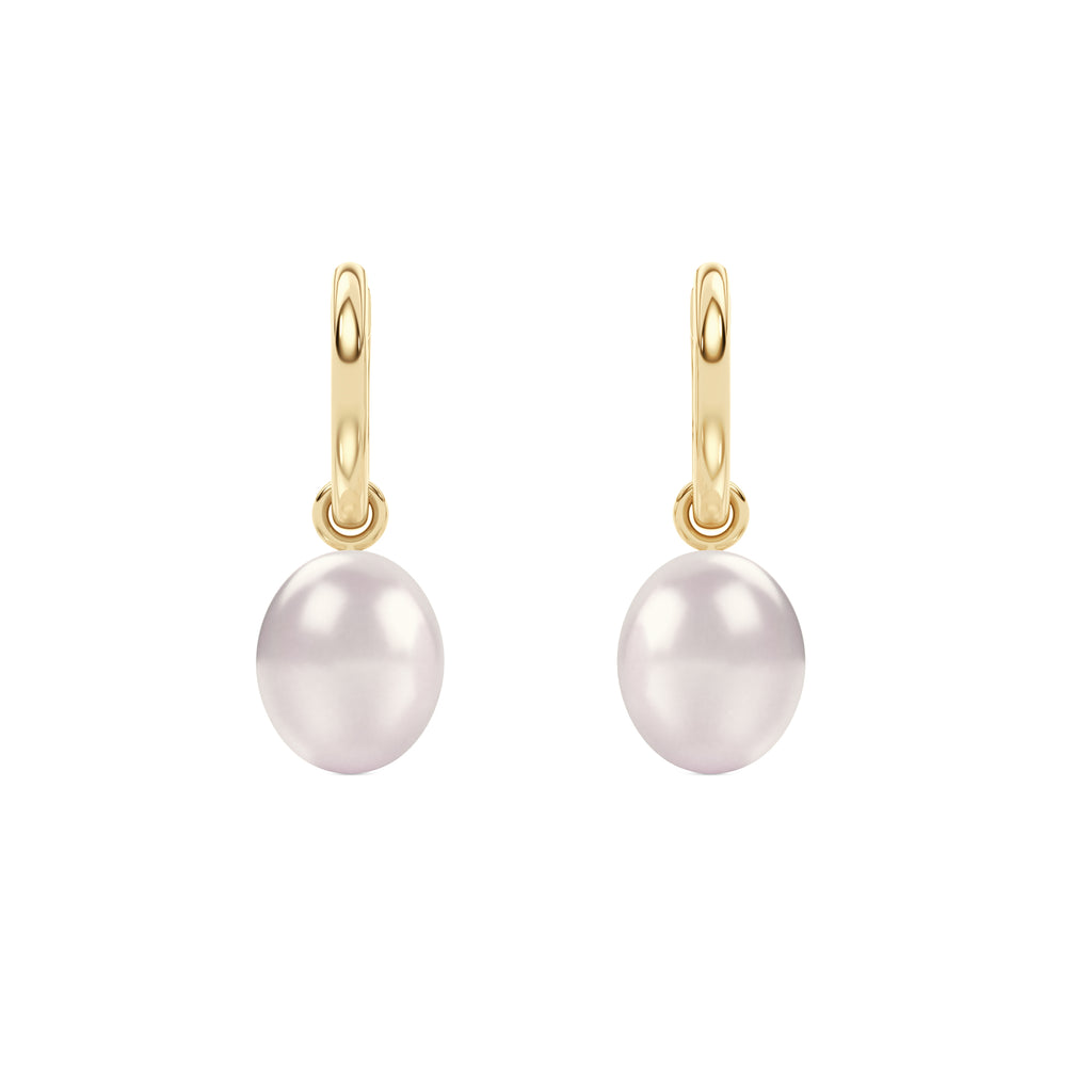 Eden 11mm and 13mm Oval Pearl Huggie Earrings in 18K Gold Vermeil