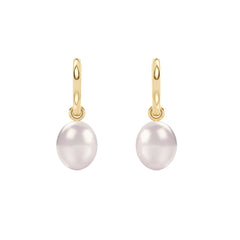 Eden 11mm and 13mm Oval Pearl Huggie Earrings in 18K Gold Vermeil