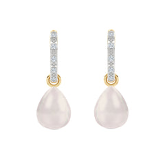 Eden 11mm and 13mm Oval Pearl and Lab Diamond Drop Earrings in 18K Gold Vermeil