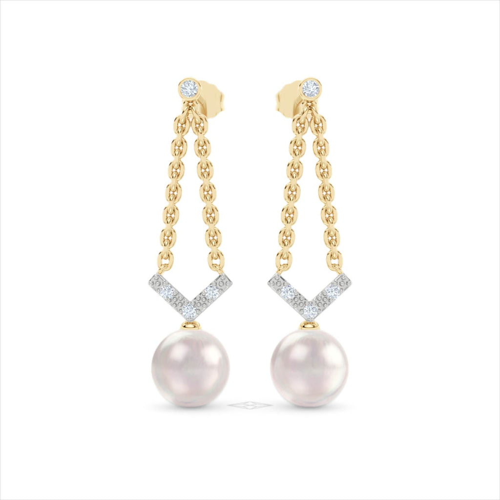 Eden 7.75ct Round Pearl and Lab Diamond Drop Earrings in 18K Gold Vermeil
