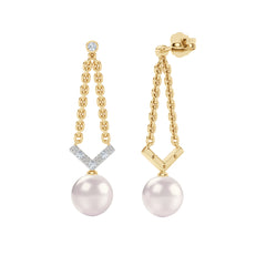 Eden 7.5mm Round Pearl and Lab Diamond Drop Earrings in 18K Gold Vermeil