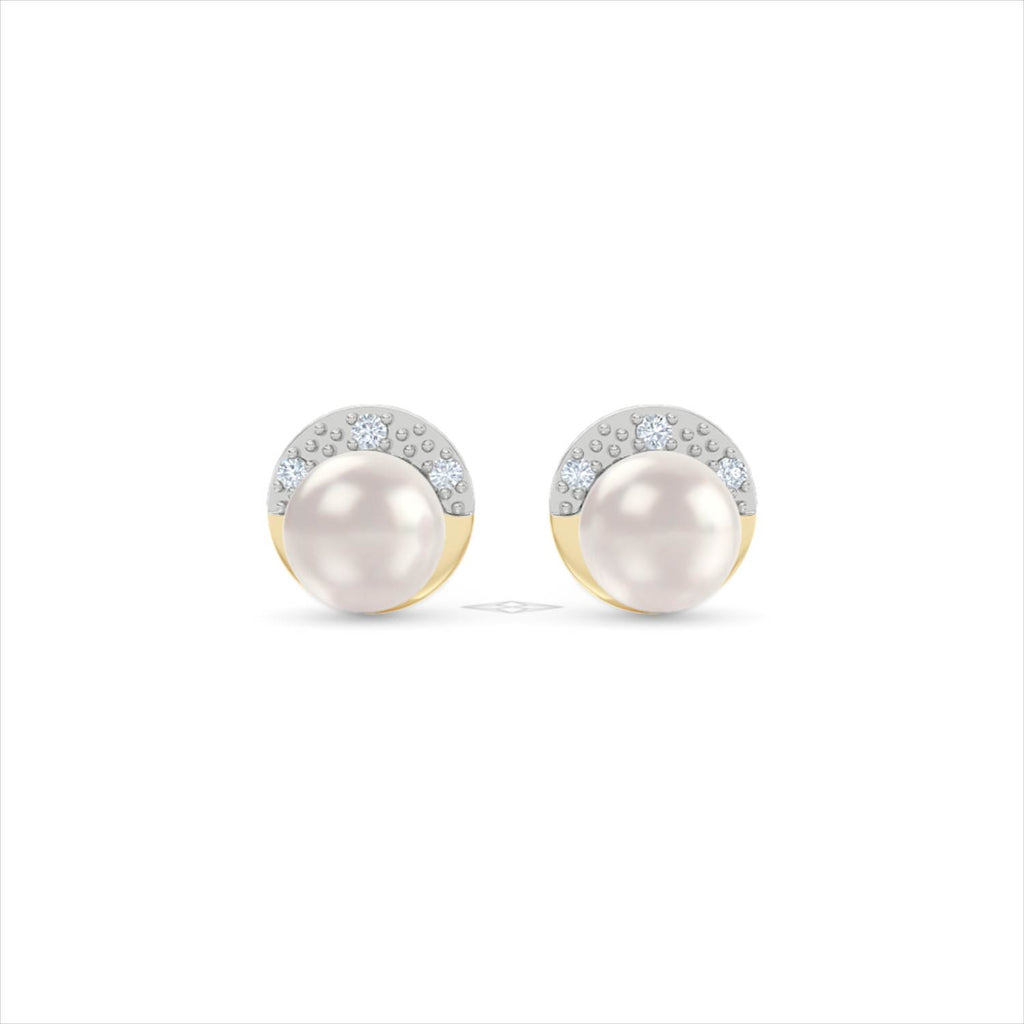 Eden 4.15ct Round Pearl and Lab Diamond Stud Earrings in 18K Gold Vermeil