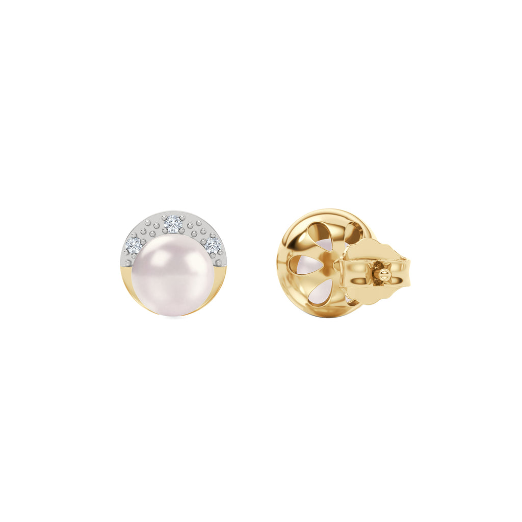 Eden 6.5mm Round Pearl and Lab Diamond Stud Earrings in 18K Gold Vermeil