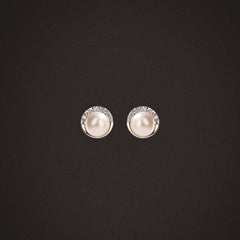 Eden 6.5mm Round Pearl and Lab Diamond Stud Earrings in 18K Gold Vermeil