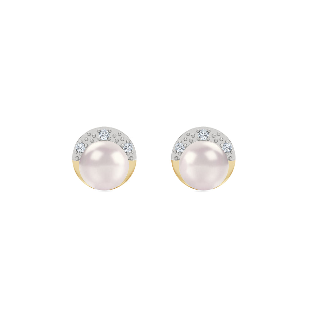 Eden 6.5mm Round Pearl and Lab Diamond Stud Earrings in 18K Gold Vermeil
