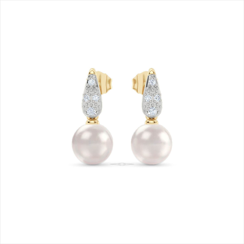 Eden 5.70ct Round Pearl and Lab Diamond Studs Earrings in 18K Gold Vermeil