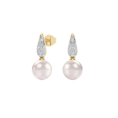 Eden 7mm Round Pearl and Lab Diamond Stud Earrings in 18K Gold Vermeil